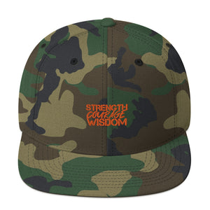 Strength-Courage-Wisdom Camo Snapback Hat