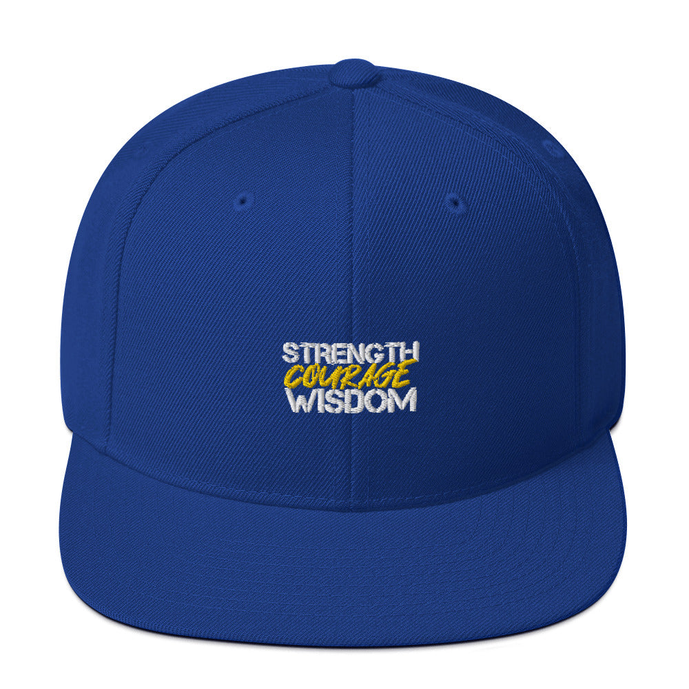Strength-Courage-Wisdom Royal Blue Snapback Hat